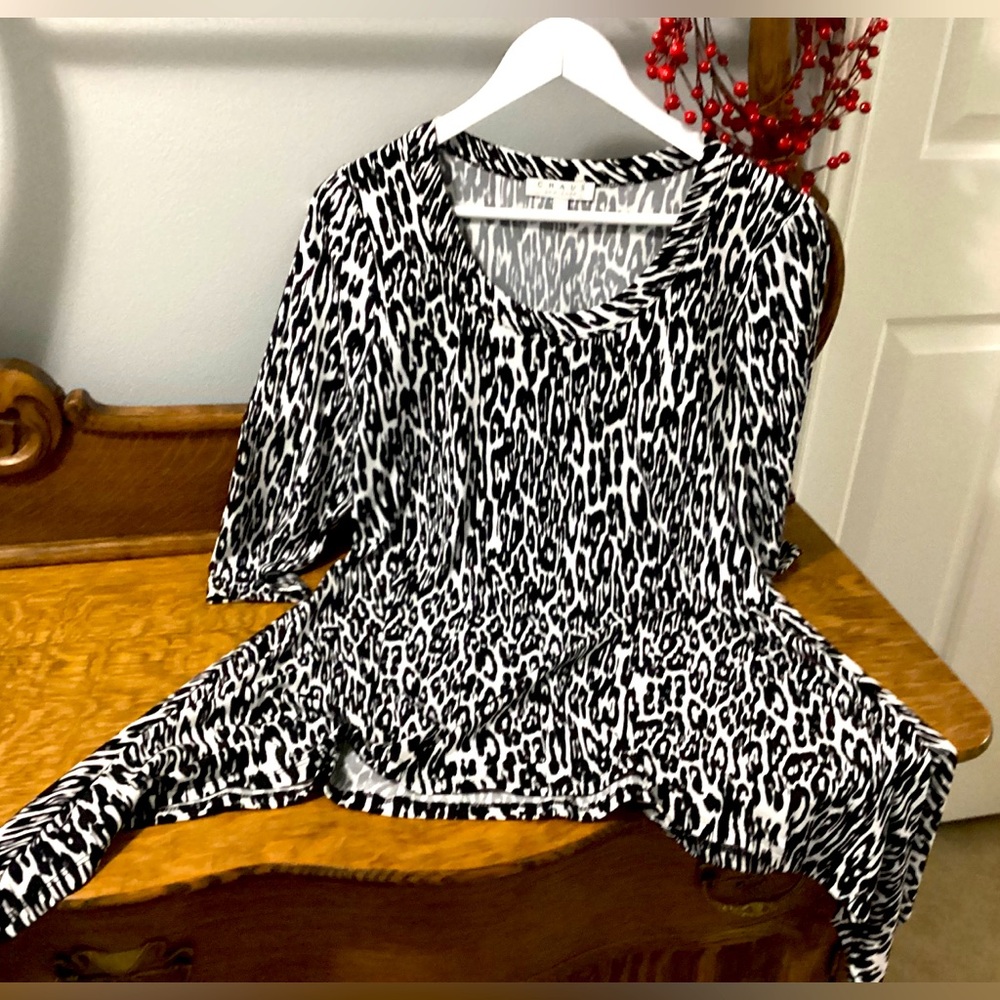 Ladies’ Chaus Animal Print Tunic Top 3/4 Sleeve - Size Medium